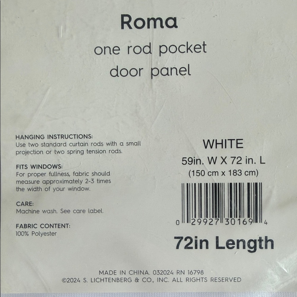 Roma Sheer Door Panel - White - Picture 3 of 6